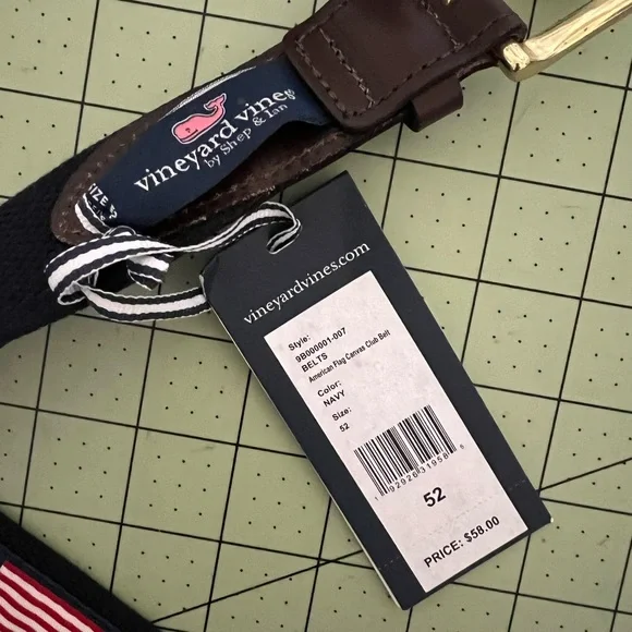Vineyard Vines designer blue American Flag 🇺🇸 belt new 52 - Picture 2 of 6